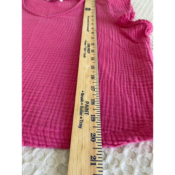 Passport Pink V-neck Gauze Ruffle Sleeve Top Sz XL - Picture 5 of 6